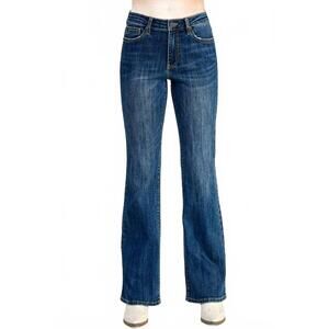 NEW SAIGE DENIM mid rise skinny bootcut jeans in blue